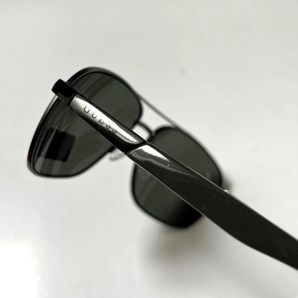 New GUESS Wrap Aviator Sunglasses GF0212 Double Bridge Metal Gunmetal